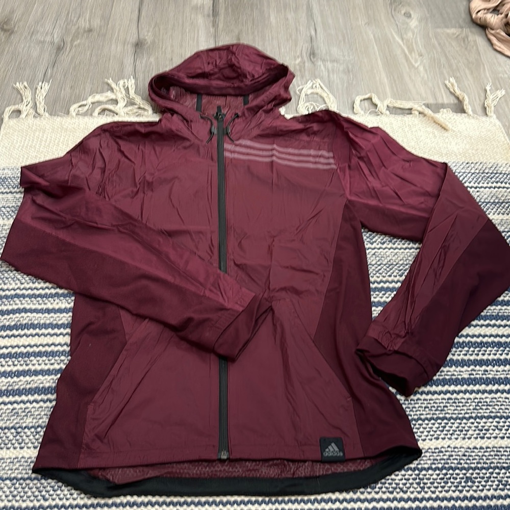 Adidas burgundy running light jacket